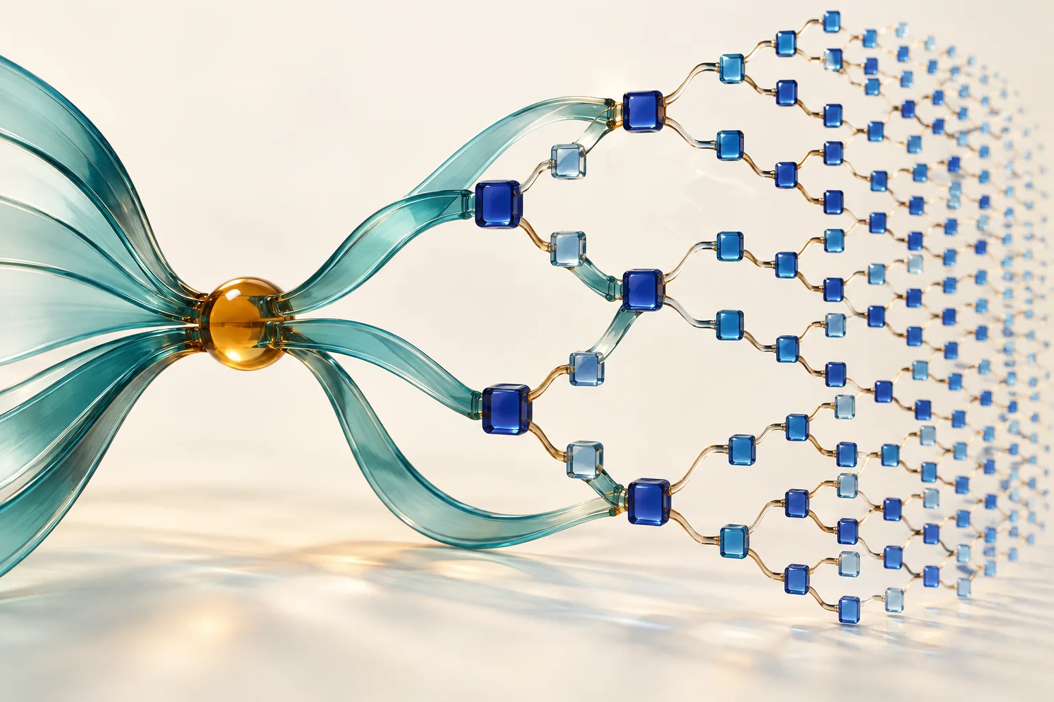 Conceptual illustration of a branching search through a logic problem.